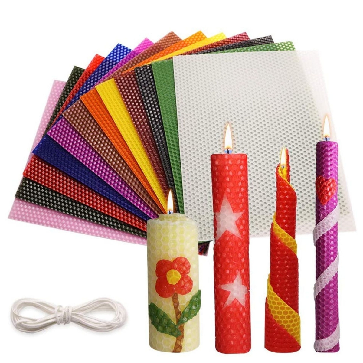 Beeswax Wrap Reusable - 13pcs 20*20cm Color Beeswax Sheet Candle