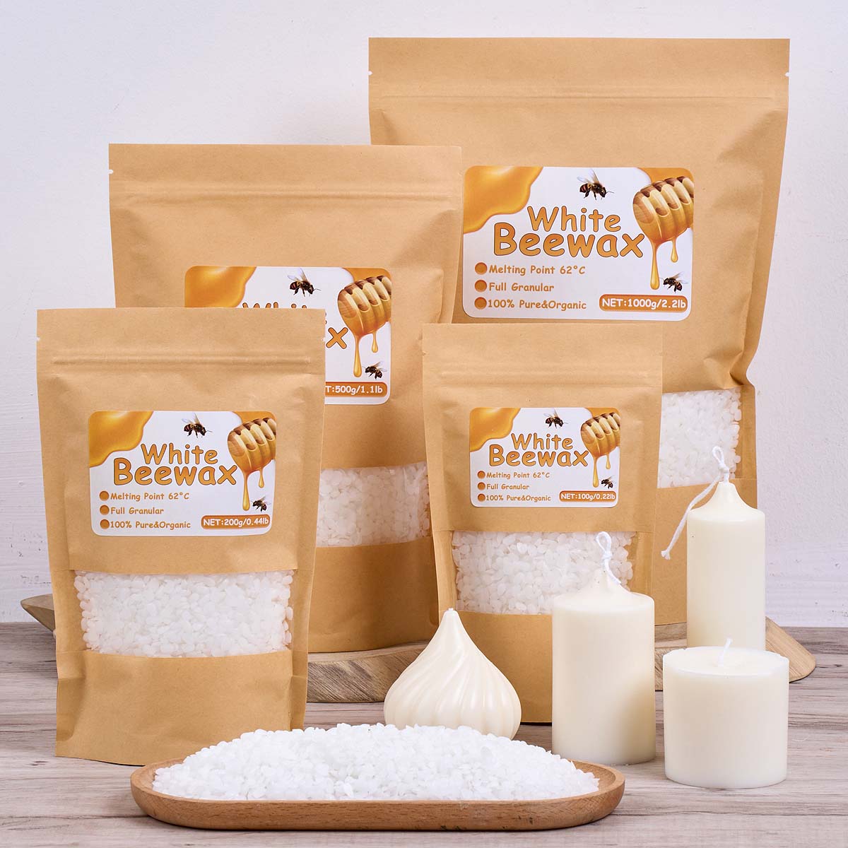 Beeswax Wrap Reusable - 1000g White Beeswax DIY Candle Making