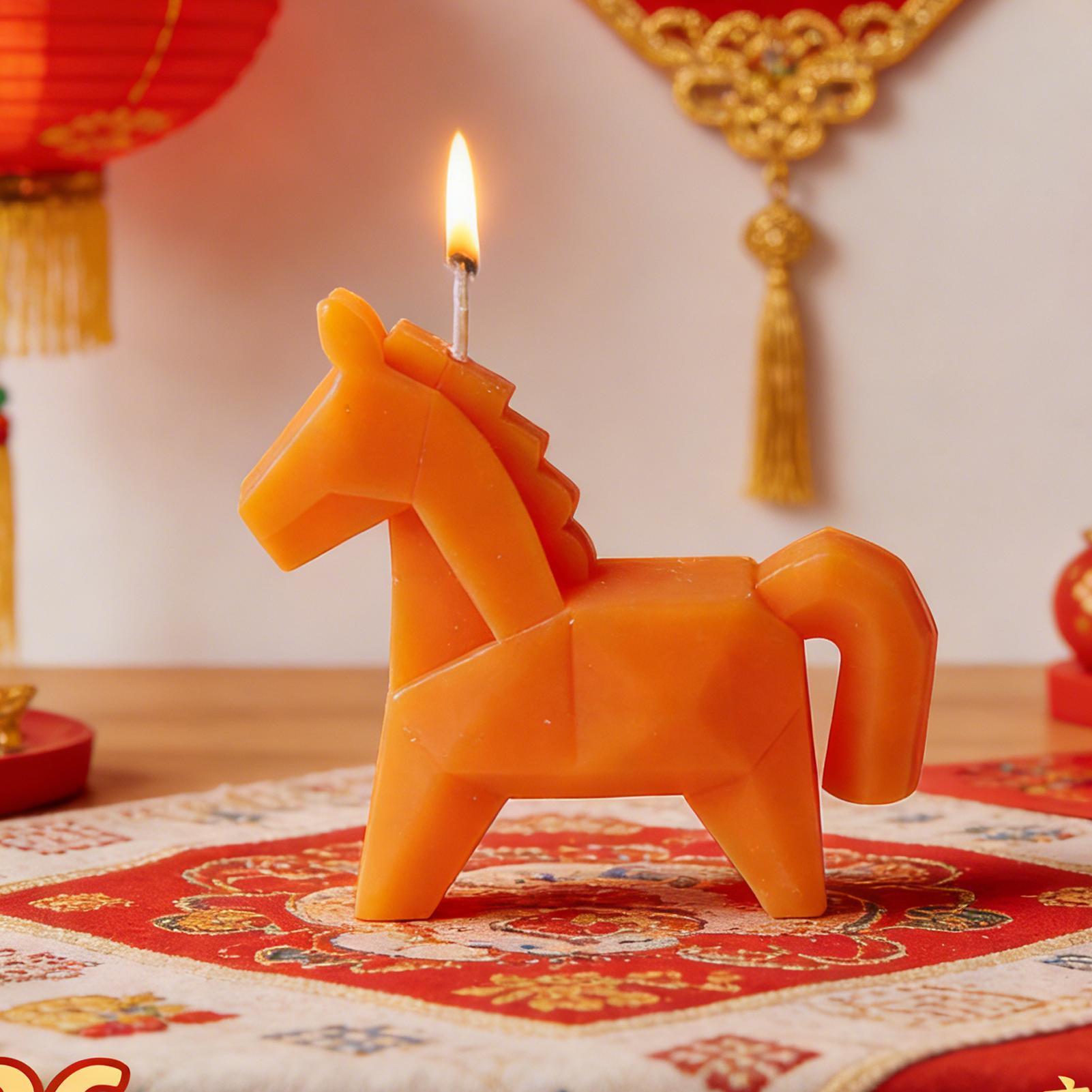 Beeswax Wrap Reusable - Horse Figure Scented Candle Traditional Auspicious