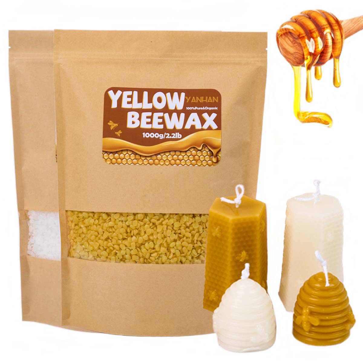 Beeswax Wrap Reusable - 1000g Pure Natural Granular White Yellow