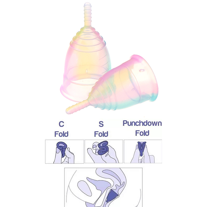 Menstrual Cup Silicone - 1PCS Women Colorful Cup Medical Grade