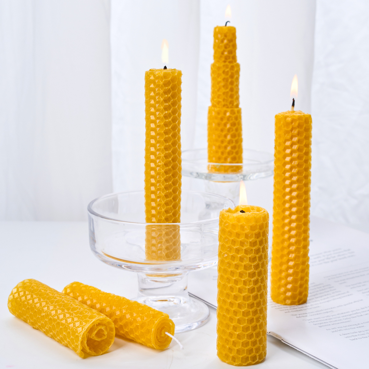 Beeswax Wrap Reusable - 10PCS Beeswax Flakes DIY Candle Handrolled